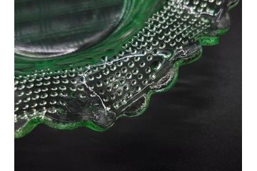 戦前　レース　お洒落なデザインが目を引くガラス皿4枚セット(菊、花、深皿、小皿、和ガラス、硝子)(R-083038)