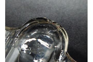 戦前　レース　お洒落なデザインが目を引くガラス皿4枚セット(菊、花、深皿、小皿、和ガラス、硝子)(R-083038)
