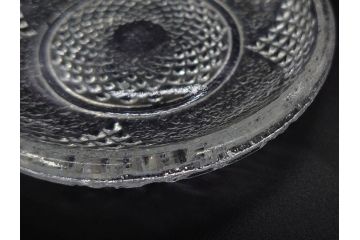 戦前　レース　お洒落なデザインが目を引くガラス皿4枚セット(菊、花、深皿、小皿、和ガラス、硝子)(R-083038)