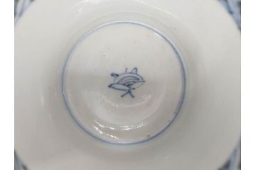 江戸期　古伊万里　染付　蜜柑に鳥文　落ち着いた和の雰囲気にぴったりのそば猪口5客セット(みかん、果実、蕎麦猪口、湯呑み、湯のみ、和食器)(R-083041)