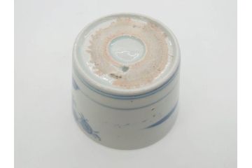 江戸期　古伊万里　染付　蜜柑に鳥文　落ち着いた和の雰囲気にぴったりのそば猪口5客セット(みかん、果実、蕎麦猪口、湯呑み、湯のみ、和食器)(R-083041)