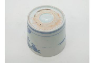 江戸期　古伊万里　染付　蜜柑に鳥文　落ち着いた和の雰囲気にぴったりのそば猪口5客セット(みかん、果実、蕎麦猪口、湯呑み、湯のみ、和食器)(R-083041)