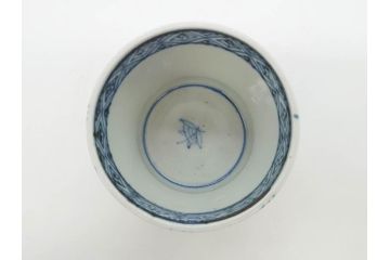 江戸期　古伊万里　染付　蜜柑に鳥文　落ち着いた和の雰囲気にぴったりのそば猪口5客セット(みかん、果実、蕎麦猪口、湯呑み、湯のみ、和食器)(R-083041)