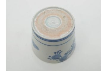 江戸期　古伊万里　染付　蜜柑に鳥文　落ち着いた和の雰囲気にぴったりのそば猪口5客セット(みかん、果実、蕎麦猪口、湯呑み、湯のみ、和食器)(R-083041)