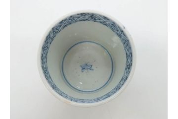 江戸期　古伊万里　染付　蜜柑に鳥文　落ち着いた和の雰囲気にぴったりのそば猪口5客セット(みかん、果実、蕎麦猪口、湯呑み、湯のみ、和食器)(R-083041)