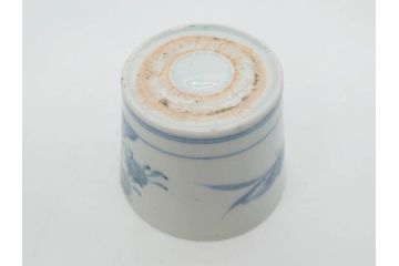 江戸期　古伊万里　染付　蜜柑に鳥文　落ち着いた和の雰囲気にぴったりのそば猪口5客セット(みかん、果実、蕎麦猪口、湯呑み、湯のみ、和食器)(R-083041)
