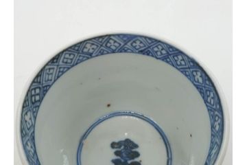 江戸期　古伊万里　染付　花唐草文　爽やかな藍色が素敵なそば猪口5客セット(蕎麦猪口、湯呑み、湯のみ、和食器)(R-083042)