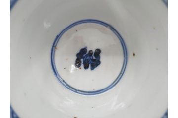 江戸期　古伊万里　染付　花唐草文　爽やかな藍色が素敵なそば猪口5客セット(蕎麦猪口、湯呑み、湯のみ、和食器)(R-083042)