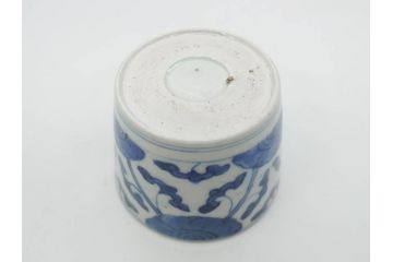 江戸期　古伊万里　染付　花唐草文　爽やかな藍色が素敵なそば猪口5客セット(蕎麦猪口、湯呑み、湯のみ、和食器)(R-083042)