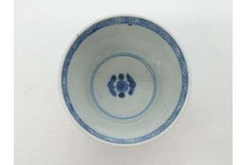江戸期　古伊万里　染付　花唐草文　爽やかな藍色が素敵なそば猪口5客セット(蕎麦猪口、湯呑み、湯のみ、和食器)(R-083042)