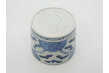 江戸期　古伊万里　染付　花唐草文　爽やかな藍色が素敵なそば猪口5客セット(蕎麦猪口、湯呑み、湯のみ、和食器)(R-083042)