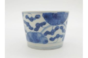江戸期　古伊万里　染付　花唐草文　爽やかな藍色が素敵なそば猪口5客セット(蕎麦猪口、湯呑み、湯のみ、和食器)(R-083043)