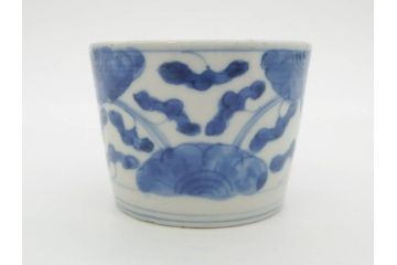 江戸期　古伊万里　染付　花唐草文　爽やかな藍色が素敵なそば猪口5客セット(蕎麦猪口、湯呑み、湯のみ、和食器)(R-083043)