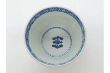 江戸期　古伊万里　染付　花唐草文　爽やかな藍色が素敵なそば猪口5客セット(蕎麦猪口、湯呑み、湯のみ、和食器)(R-083043)