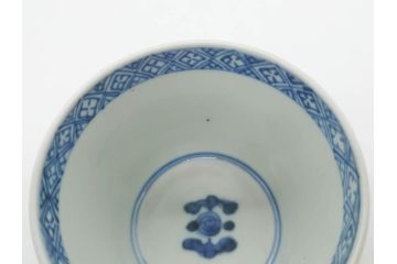 江戸期　古伊万里　染付　花唐草文　爽やかな藍色が素敵なそば猪口5客セット(蕎麦猪口、湯呑み、湯のみ、和食器)(R-083043)