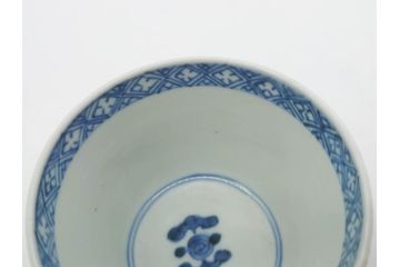 江戸期　古伊万里　染付　花唐草文　爽やかな藍色が素敵なそば猪口5客セット(蕎麦猪口、湯呑み、湯のみ、和食器)(R-083043)