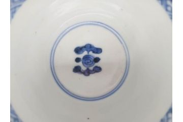 江戸期　古伊万里　染付　花唐草文　爽やかな藍色が素敵なそば猪口5客セット(蕎麦猪口、湯呑み、湯のみ、和食器)(R-083043)
