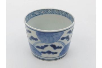 江戸期　古伊万里　染付　花唐草文　爽やかな藍色が素敵なそば猪口5客セット(蕎麦猪口、湯呑み、湯のみ、和食器)(R-083043)