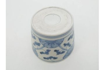 江戸期　古伊万里　染付　花唐草文　爽やかな藍色が素敵なそば猪口5客セット(蕎麦猪口、湯呑み、湯のみ、和食器)(R-083043)