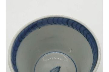 江戸期　古伊万里　染付　丁寧に描かれた山水図が目を引くそば猪口5客セット(蕎麦猪口、湯呑み、湯のみ、和食器)(R-083044)