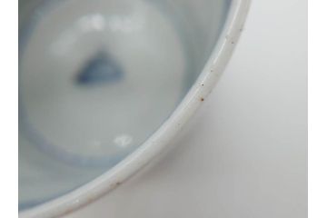 江戸期　古伊万里　染付　丁寧に描かれた山水図が目を引くそば猪口5客セット(蕎麦猪口、湯呑み、湯のみ、和食器)(R-083044)
