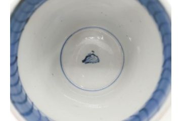 江戸期　古伊万里　染付　丁寧に描かれた山水図が目を引くそば猪口5客セット(蕎麦猪口、湯呑み、湯のみ、和食器)(R-083044)