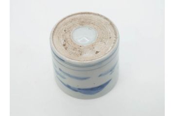江戸期　古伊万里　染付　丁寧に描かれた山水図が目を引くそば猪口5客セット(蕎麦猪口、湯呑み、湯のみ、和食器)(R-083044)