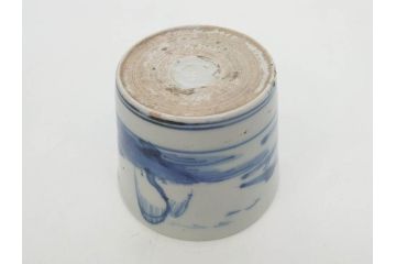 江戸期　古伊万里　染付　丁寧に描かれた山水図が目を引くそば猪口5客セット(蕎麦猪口、湯呑み、湯のみ、和食器)(R-083044)