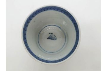 江戸期　古伊万里　染付　丁寧に描かれた山水図が目を引くそば猪口5客セット(蕎麦猪口、湯呑み、湯のみ、和食器)(R-083044)
