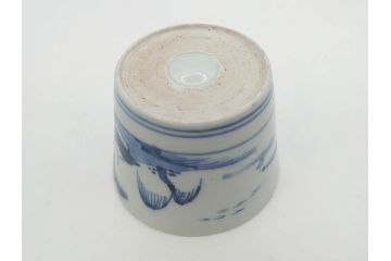 江戸期　古伊万里　染付　丁寧に描かれた山水図が目を引くそば猪口5客セット(蕎麦猪口、湯呑み、湯のみ、和食器)(R-083044)
