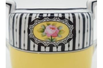 戦前　オールドノリタケ　NORITAKE　ラスター彩　ハンドル付　レモン　アールデコ　それぞれ華やかなデザインが素敵なプレート2枚&シュガーポットセット(サンドウィッチ、サンドイッチ、キャンディーディッシュ、アクセサリートレー、トレイ、小皿、中皿、洋食器)(R-083046)