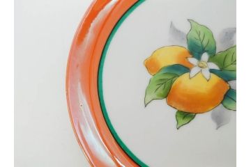 戦前　オールドノリタケ　NORITAKE　ラスター彩　ハンドル付　レモン　アールデコ　それぞれ華やかなデザインが素敵なプレート2枚&シュガーポットセット(サンドウィッチ、サンドイッチ、キャンディーディッシュ、アクセサリートレー、トレイ、小皿、中皿、洋食器)(R-083046)