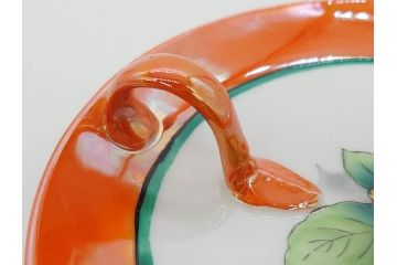 戦前　オールドノリタケ　NORITAKE　ラスター彩　ハンドル付　レモン　アールデコ　それぞれ華やかなデザインが素敵なプレート2枚&シュガーポットセット(サンドウィッチ、サンドイッチ、キャンディーディッシュ、アクセサリートレー、トレイ、小皿、中皿、洋食器)(R-083046)