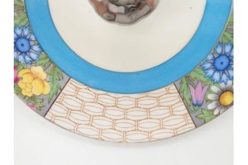 戦前　オールドノリタケ　NORITAKE　ラスター彩　ハンドル付　レモン　アールデコ　それぞれ華やかなデザインが素敵なプレート2枚&シュガーポットセット(サンドウィッチ、サンドイッチ、キャンディーディッシュ、アクセサリートレー、トレイ、小皿、中皿、洋食器)(R-083046)