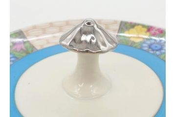 戦前　オールドノリタケ　NORITAKE　ラスター彩　ハンドル付　レモン　アールデコ　それぞれ華やかなデザインが素敵なプレート2枚&シュガーポットセット(サンドウィッチ、サンドイッチ、キャンディーディッシュ、アクセサリートレー、トレイ、小皿、中皿、洋食器)(R-083046)