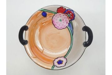 オールドノリタケ　NORITAKE　ラスター彩　金彩　ハンドル付　食卓を彩る華やかなボウル3点セット(風景、花、蝶、ハンドペイント、プレート、深皿、洋食器)(R-083047)