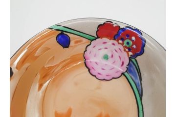 オールドノリタケ　NORITAKE　ラスター彩　金彩　ハンドル付　食卓を彩る華やかなボウル3点セット(風景、花、蝶、ハンドペイント、プレート、深皿、洋食器)(R-083047)