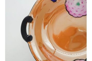 オールドノリタケ　NORITAKE　ラスター彩　金彩　ハンドル付　食卓を彩る華やかなボウル3点セット(風景、花、蝶、ハンドペイント、プレート、深皿、洋食器)(R-083047)