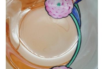 オールドノリタケ　NORITAKE　ラスター彩　金彩　ハンドル付　食卓を彩る華やかなボウル3点セット(風景、花、蝶、ハンドペイント、プレート、深皿、洋食器)(R-083047)