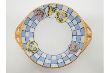 オールドノリタケ　NORITAKE　ラスター彩　金彩　ハンドル付　食卓を彩る華やかなボウル3点セット(風景、花、蝶、ハンドペイント、プレート、深皿、洋食器)(R-083047)