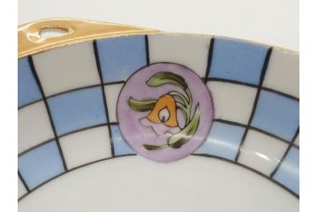 オールドノリタケ　NORITAKE　ラスター彩　金彩　ハンドル付　食卓を彩る華やかなボウル3点セット(風景、花、蝶、ハンドペイント、プレート、深皿、洋食器)(R-083047)