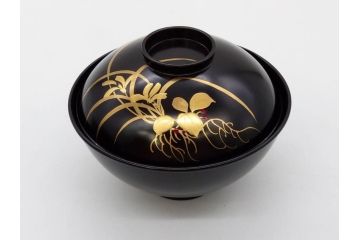 明治〜大正期　輪島塗　木製　気品ある金蒔絵が美しいお椀9客セット(漆器、漆芸、蓋付き、汁椀、吸物椀、和食器)(R-083052)