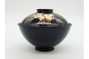 明治〜大正期　輪島塗　木製　気品ある金蒔絵が美しいお椀9客セット(漆器、漆芸、蓋付き、汁椀、吸物椀、和食器)(R-083052)