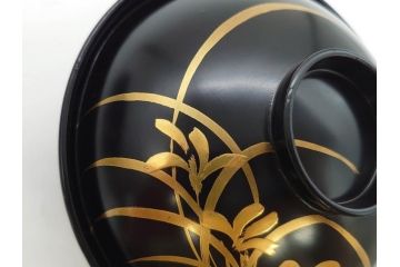 明治〜大正期　輪島塗　木製　気品ある金蒔絵が美しいお椀9客セット(漆器、漆芸、蓋付き、汁椀、吸物椀、和食器)(R-083052)