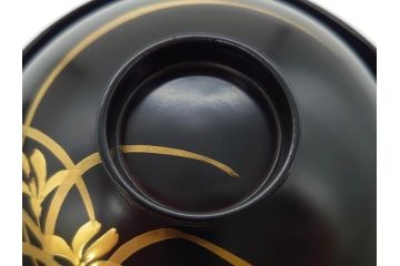 明治〜大正期　輪島塗　木製　気品ある金蒔絵が美しいお椀9客セット(漆器、漆芸、蓋付き、汁椀、吸物椀、和食器)(R-083052)