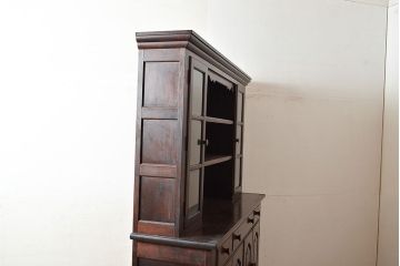 和製ビンテージ　松本民芸家具　脚付きリメイク　上品な佇まいが和洋どちらの空間にも馴染むサイドボード(カップボード、食器棚、飾り棚、キャビネット、ヴィンテージ)(R-083057)