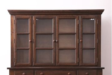 中古　松本民芸家具　脚(台輪)付きリメイク　和モダンな空間づくりにおすすめのサイドボード(収納棚、戸棚、食器棚、サイドキャビネット)(R-083060)
