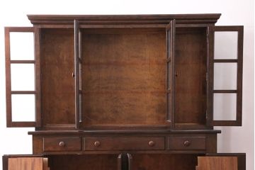 中古　松本民芸家具　脚(台輪)付きリメイク　和モダンな空間づくりにおすすめのサイドボード(収納棚、戸棚、食器棚、サイドキャビネット)(R-083060)