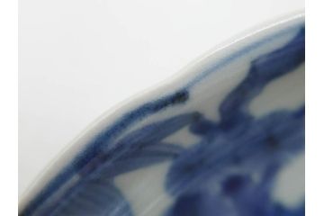 江戸期　古伊万里　染付　渦福　約17cm　5.6寸　繊細に描かれた松竹梅図が素敵な中皿3枚セット(和皿、和食器、五寸六分)(R-083062)