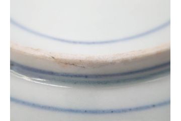 江戸期　古伊万里　染付　渦福　約17cm　5.6寸　繊細に描かれた松竹梅図が素敵な中皿3枚セット(和皿、和食器、五寸六分)(R-083062)